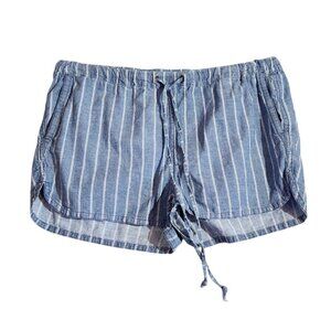J.Crew  Lightweight Chambray Blue Striped Cotton Drawstring Shorts Womens Size S